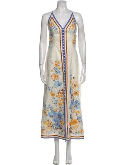 Pre-owned Zimmermann Linen Long Dress In Neutral
