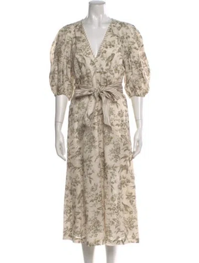 Pre-owned Zimmermann Linen Long Dress In Neutral