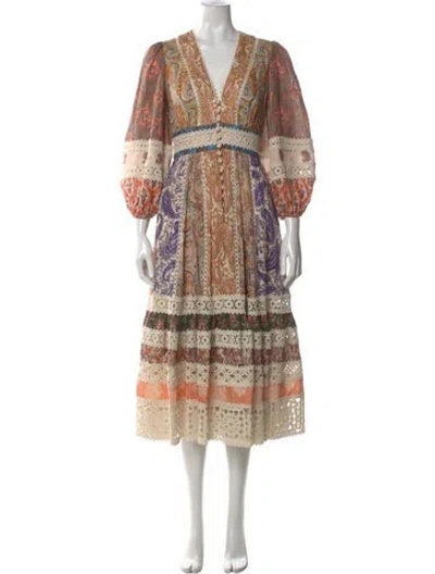 Pre-owned Zimmermann Linen Long Dress In Neutral