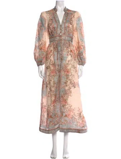 Pre-owned Zimmermann Linen Long Dress In Neutral