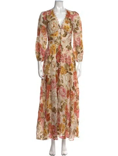 Pre-owned Zimmermann Linen Long Dress In Neutral