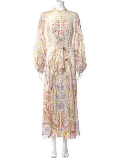 Pre-owned Zimmermann Linen Long Dress In Neutral