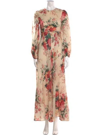 Pre-owned Zimmermann Linen Long Dress In Neutral