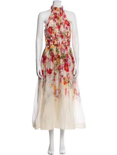Pre-owned Zimmermann Linen Long Dress In Neutral