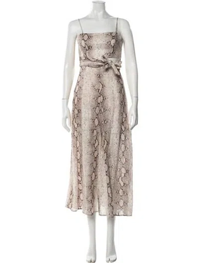 Pre-owned Zimmermann Linen Long Dress In Neutral