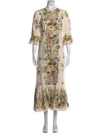 Pre-owned Zimmermann Linen Long Dress In Neutral