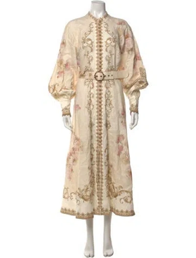 Pre-owned Zimmermann Linen Long Dress In Neutral