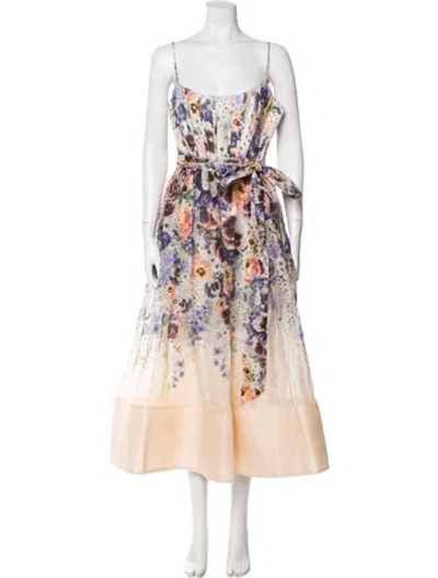 Pre-owned Zimmermann Linen Long Dress In Neutral