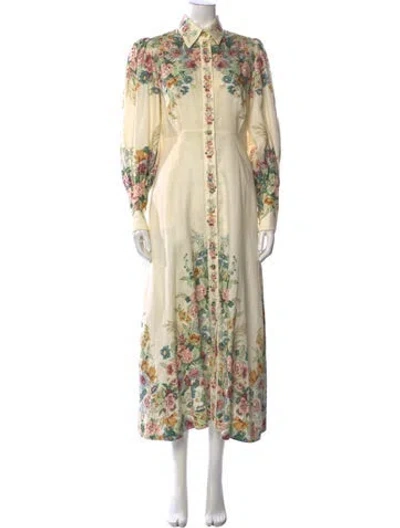Pre-owned Zimmermann Linen Long Dress In Neutral
