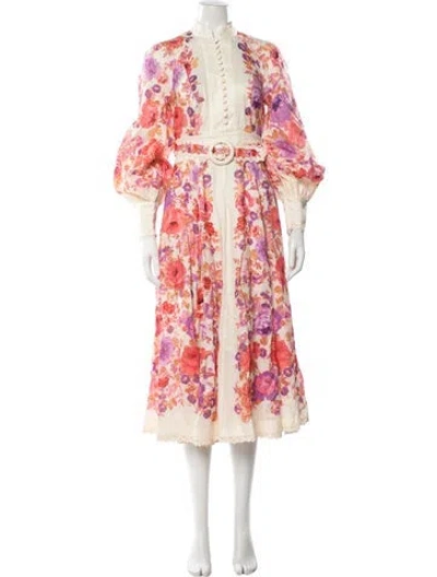 Pre-owned Zimmermann Linen Long Dress In Neutral