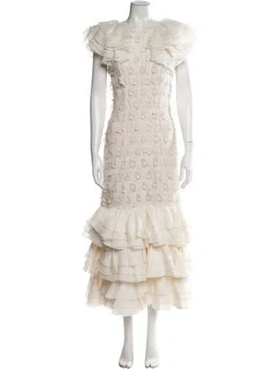 Pre-owned Zimmermann Linen Long Dress In Neutral