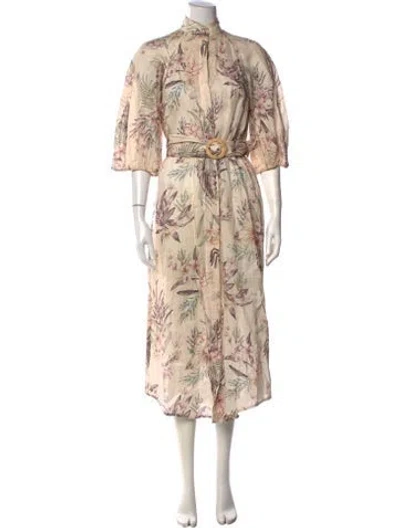Pre-owned Zimmermann Linen Long Dress In Neutral