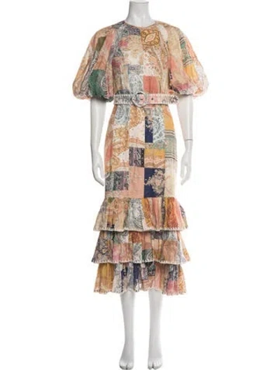 Pre-owned Zimmermann Linen Long Dress In Neutral