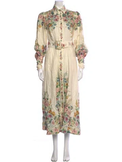 Pre-owned Zimmermann Linen Long Dress In Neutral