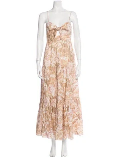 Pre-owned Zimmermann Linen Long Dress In Neutral