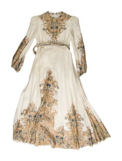 Pre-owned Zimmermann Linen Long Dress In Neutral