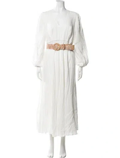 Pre-owned Zimmermann Linen Long Dress In Neutral
