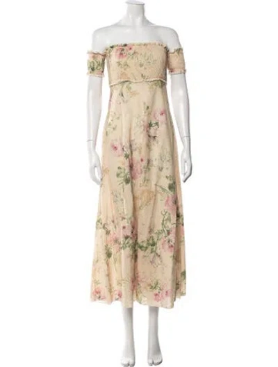 Pre-owned Zimmermann Linen Long Dress In Neutral