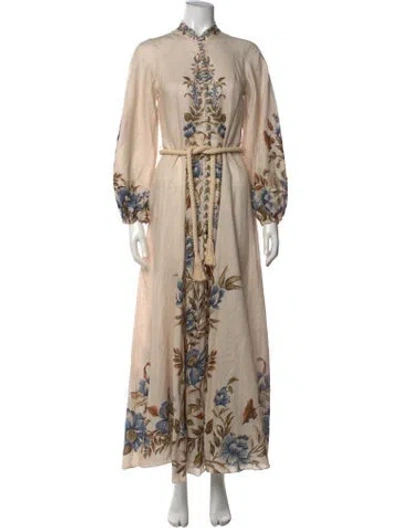 Pre-owned Zimmermann Linen Long Dress In Neutral