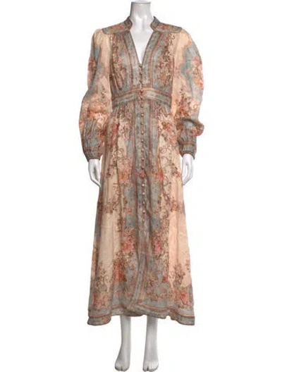 Pre-owned Zimmermann Linen Long Dress In Neutral