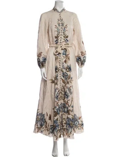 Pre-owned Zimmermann Linen Long Dress In Neutral
