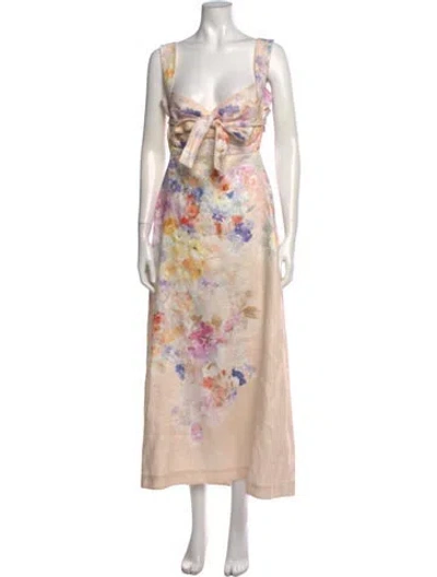 Pre-owned Zimmermann Linen Long Dress In Neutrals