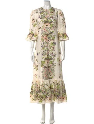 Pre-owned Zimmermann Linen Long Dress In Neutrals