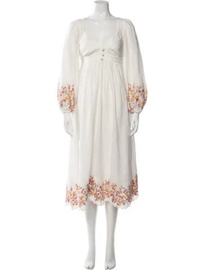 Pre-owned Zimmermann Linen Long Dress In Neutrals