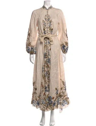 Pre-owned Zimmermann Linen Long Dress In Neutrals