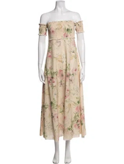 Pre-owned Zimmermann Linen Long Dress In Neutrals