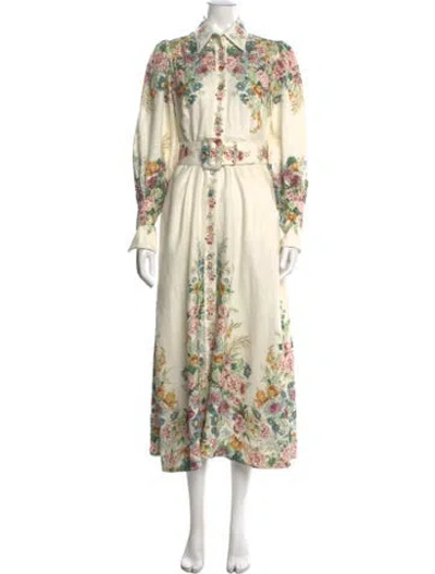 Pre-owned Zimmermann Linen Long Dress In Neutrals