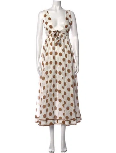 Pre-owned Zimmermann Linen Long Dress In Neutrals