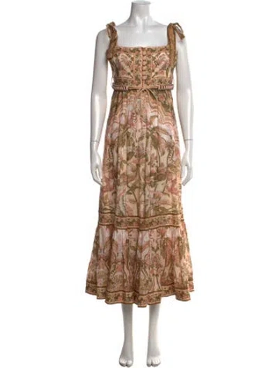 Pre-owned Zimmermann Linen Long Dress In Neutrals