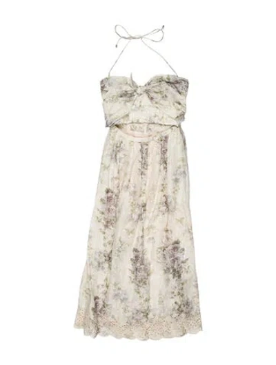 Pre-owned Zimmermann Linen Long Dress In Neutrals