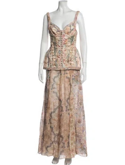 Pre-owned Zimmermann Linen Long Dress In Neutrals