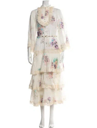 Pre-owned Zimmermann Linen Long Dress In Neutrals
