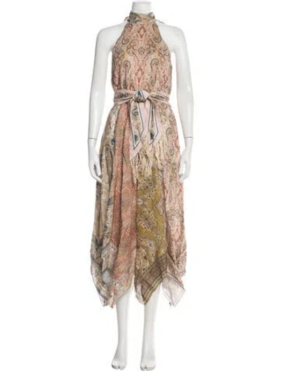 Pre-owned Zimmermann Linen Long Dress In Neutrals