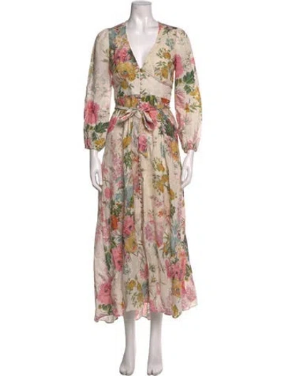 Pre-owned Zimmermann Linen Long Dress In Neutrals