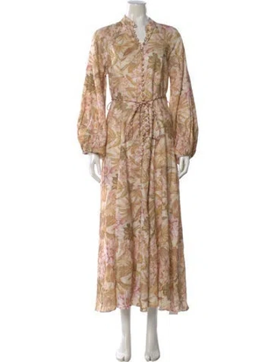 Pre-owned Zimmermann Linen Long Dress In Neutrals