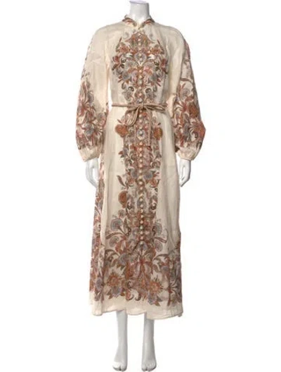 Pre-owned Zimmermann Linen Long Dress In Neutrals