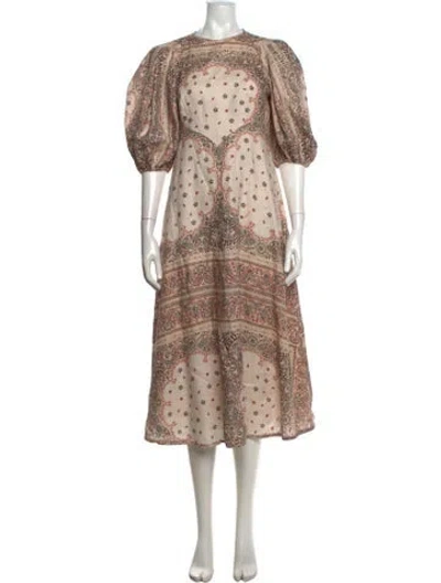 Pre-owned Zimmermann Linen Long Dress In Neutrals