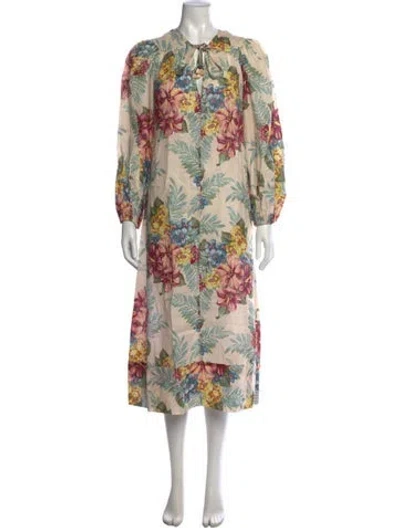 Pre-owned Zimmermann Linen Long Dress In Neutrals