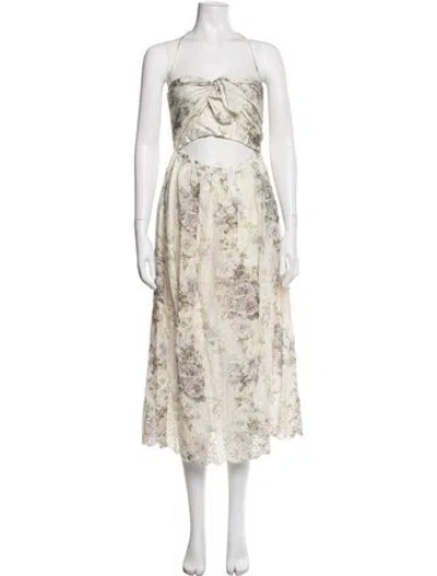 Pre-owned Zimmermann Linen Long Dress In Neutrals