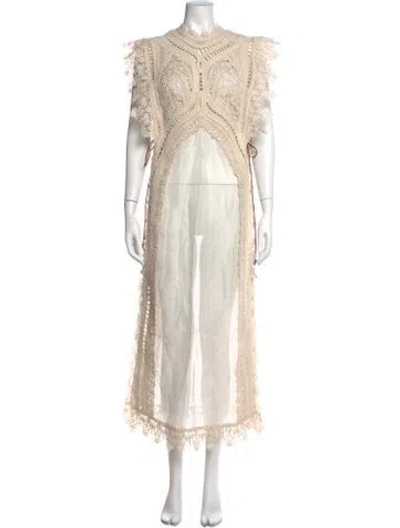 Pre-owned Zimmermann Linen Long Dress In Neutrals