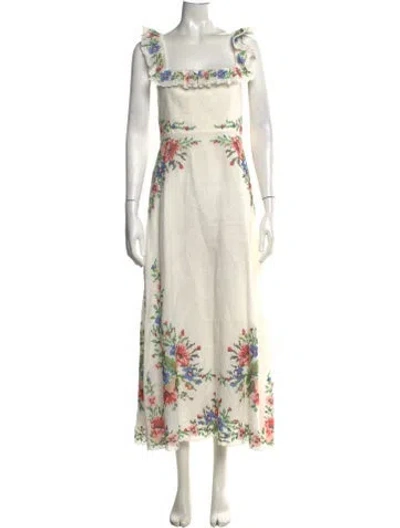 Pre-owned Zimmermann Linen Long Dress In Neutrals