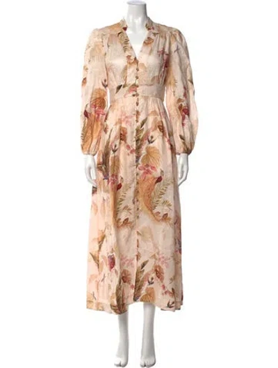 Pre-owned Zimmermann Linen Long Dress In Neutrals