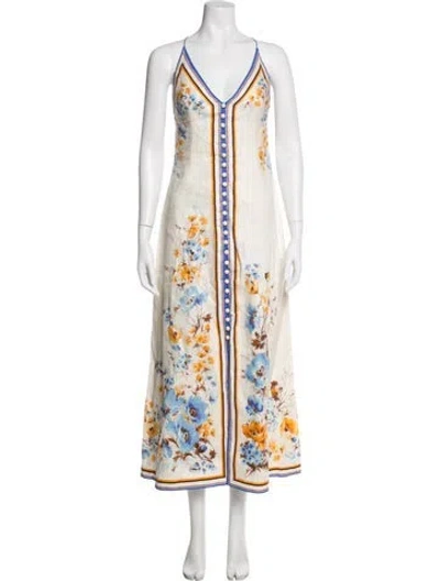 Pre-owned Zimmermann Linen Long Dress In Neutrals
