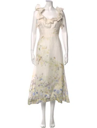 Pre-owned Zimmermann Linen Long Dress In Neutrals