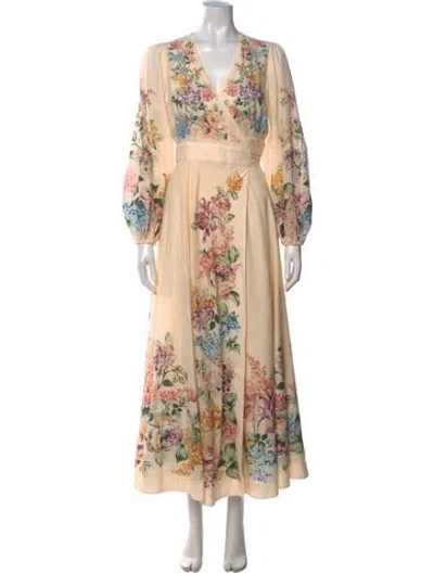 Pre-owned Zimmermann Linen Long Dress In Neutrals