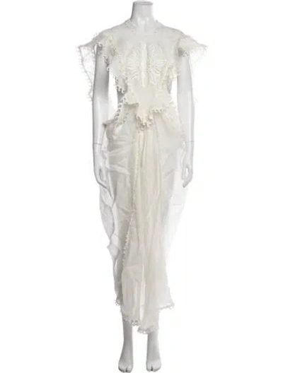 Pre-owned Zimmermann Linen Long Dress In Neutrals